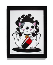 Load image into Gallery viewer, Two Headed Lucky Cat from Outer Space - Screen Print by No Point Illustration
