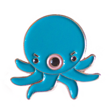Load image into Gallery viewer, Angry blue Octopus Takoyaki Pin - Glitter Bones Boutique
