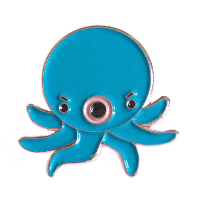 Angry blue Octopus Takoyaki Pin - Glitter Bones Boutique