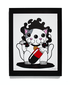 Two Headed Lucky Cat from Outer Space - Screen Print by No Point Illustration