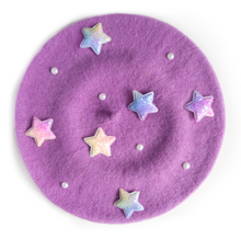 Load image into Gallery viewer, Purple Glitter Star Beret
