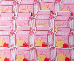 Strawberry Milk Carton Osito Vinyl Sticker