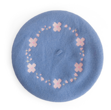 Load image into Gallery viewer, Sakura Cherry Blossom Embroidered Beret - Powder Blue
