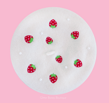 Load image into Gallery viewer, Strawberry Beret Embroidered With Pearls - MULTIPLE COLORS AVAILABLE
